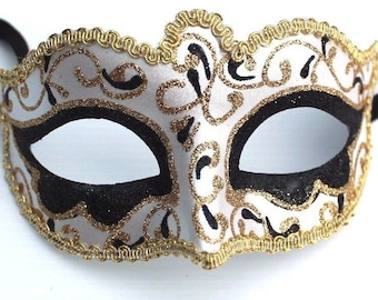 Black and Gold Swirl Masquerade Mask