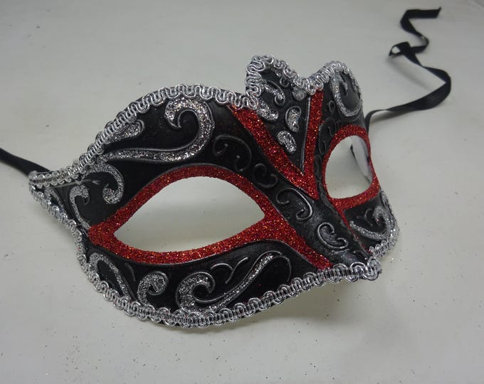 Red, Black and Silver Venetian Masquerade Carnival Party Ball Prom Eye Mask
