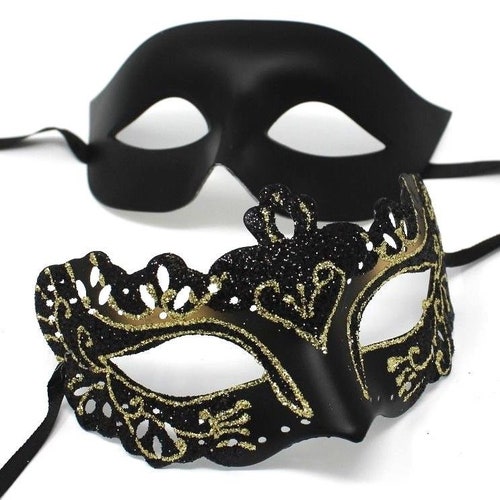 Black Masquerade Ball Masks His and Hers Mask Pair Men Women Etsy