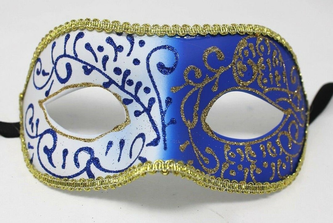 Blue and Gold Ladies Masquerade Mask - Etsy