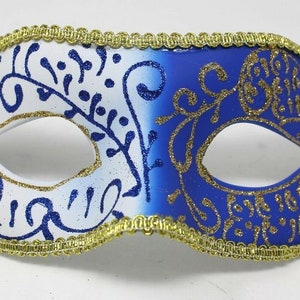 Blue and Gold Ladies Masquerade Mask