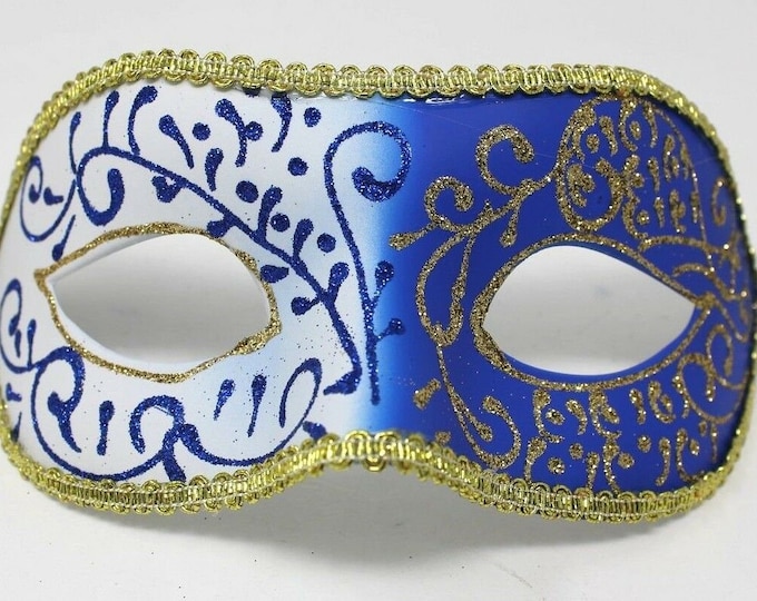 Blue and Gold Ladies Masquerade Mask