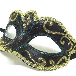 Turkoois, brons en goud Venetiaans gemaskerd bal carnaval oogmasker