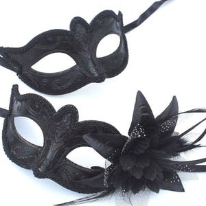 Black Pair of Male and Female Masquerade Masks