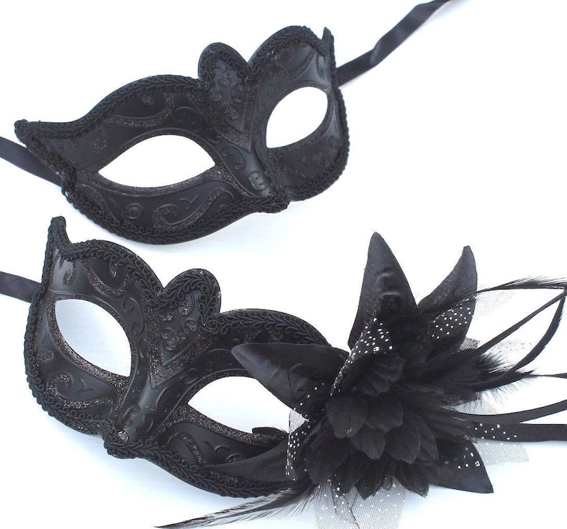 Black Pair of Male and Female Masquerade Masks