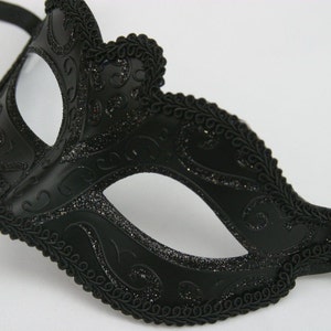 Mens or Ladies Midnight Black Masquerade Mask