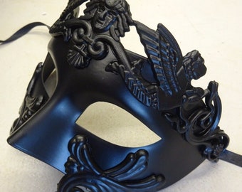 Herren schwarz griechischer römischer soldat/gott maskenball maske theater kostüm