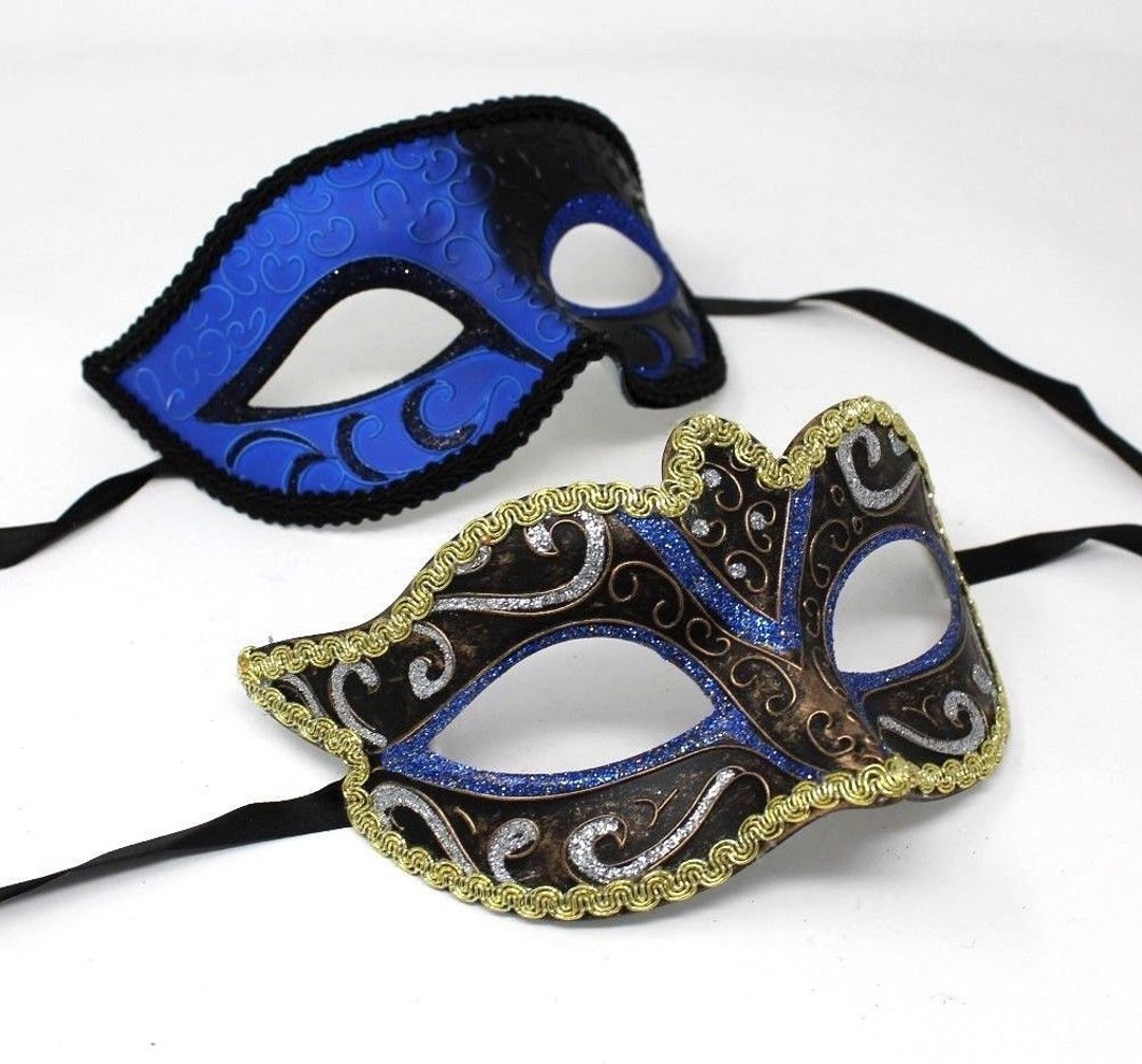 Blue and Gold Quality Pair of Male and Female Masquerade Masks - Etsy