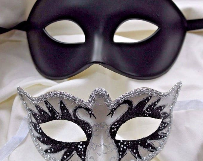 His and Hers Couples Masks in Black and White
