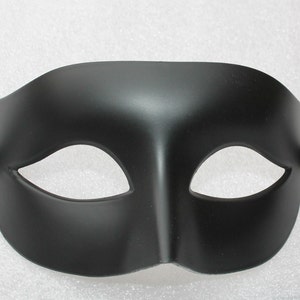 Matt Black Mens Masquerade Mask with Ribbons Ties