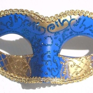 Blue and Gold Masquerade Mask