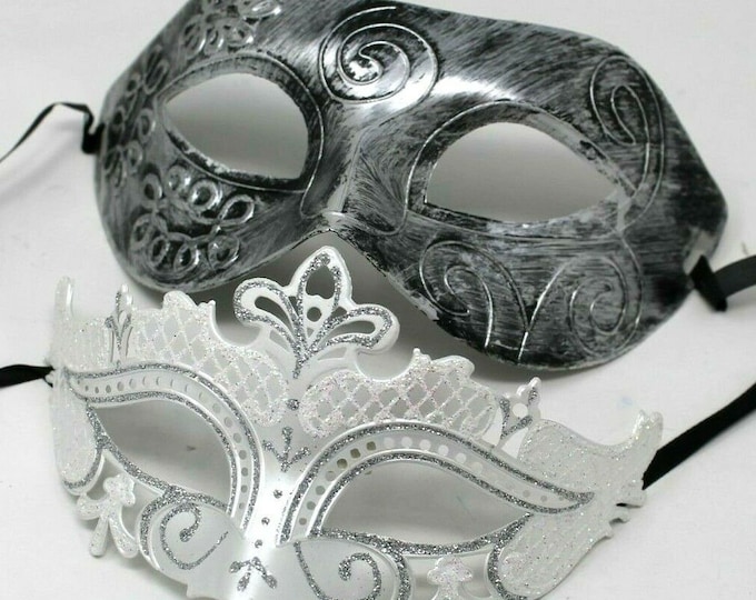 Silver Greek God Style Pair of Masquerade Masks