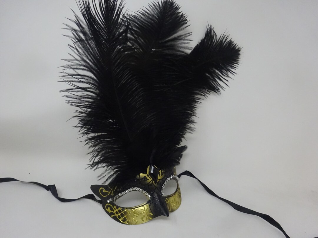Black and Gold Venetian Masquerade Ball Carnival Party Prom Mask With ...