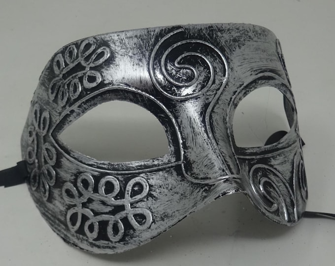 Mens Silver Greek Roman God Masquerade Party Ball Prom Eye Mask