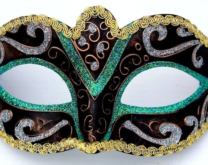 Green, Gold, Bronze and Silver Masquerade Mask