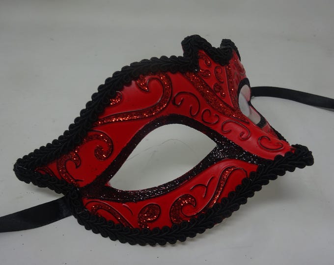 Red and Black Masquerade Mask for Masked Ball