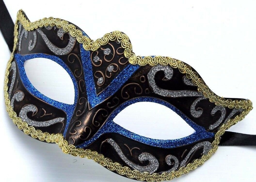 Mens or Ladies Blue and Black Masquerade Ball Halloween Mask - Etsy UK