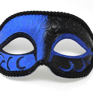 Blue and Black Quality Mens Masquerade Mask