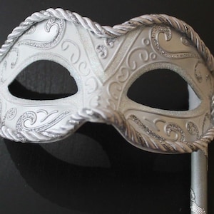 Qualität Herren und Damen Funkelnd Weiß Venezianische Maskerade Maske