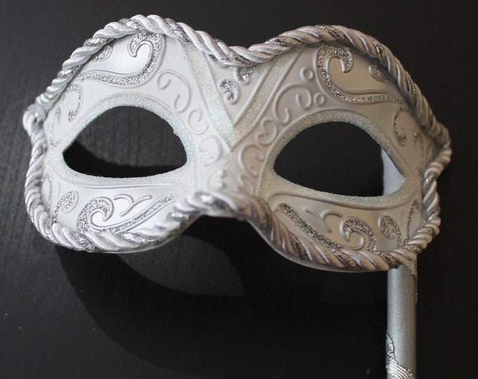 White and Silver Mask on Stick