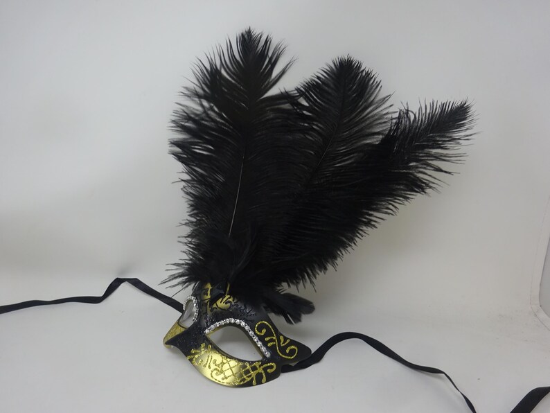 Black and Gold Venetian Masquerade Ball Carnival Party Prom Mask With ...