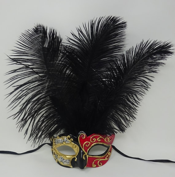 Harlequin Eyemask With Tall Feather Eye Masks Female Harlequin Eyemask With Tall Feather Eye Masks Female