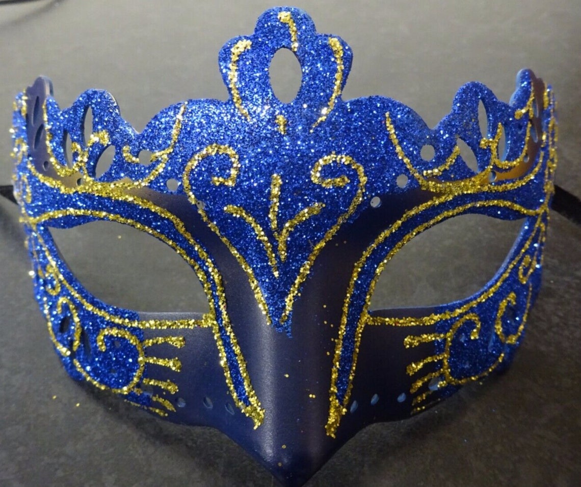 Blue and Gold Rialto Venetian Masquerade Carnival Ball Party Eye Mask ...
