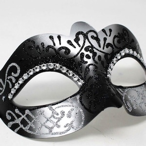 Black and Silver Diamonte Masquerade Mask