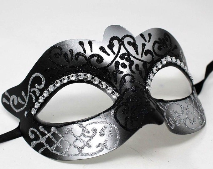 Black and Silver Diamonte Masquerade Mask