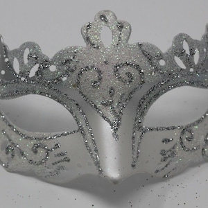 Qualität Herren und Damen Funkelnd Weiß Venezianische Maskerade Maske