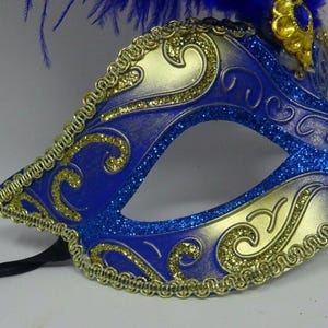 Blue and Gold Feather Masquerade Mask - Etsy UK