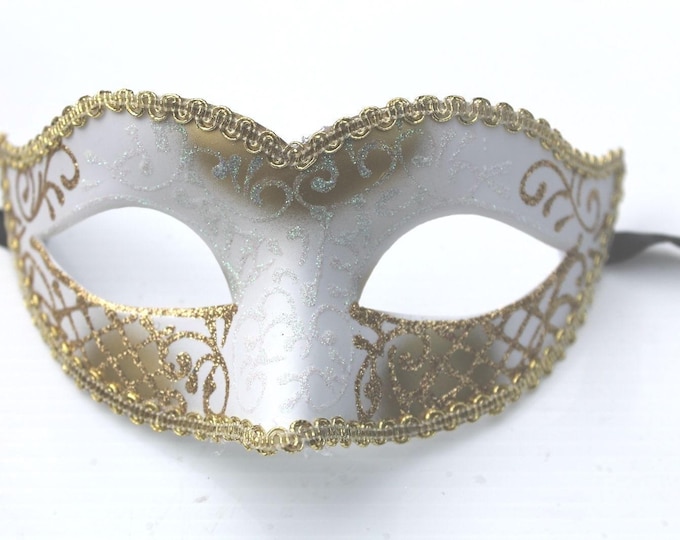 White and Gold Masquerade Mask