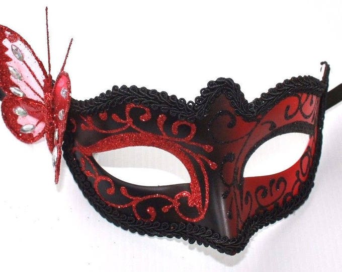 Red and Black Butterfly Masquerade Mask for Masked Ball