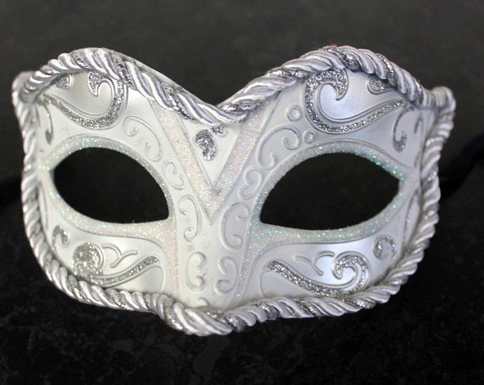 White and Silver Masquerade Mask