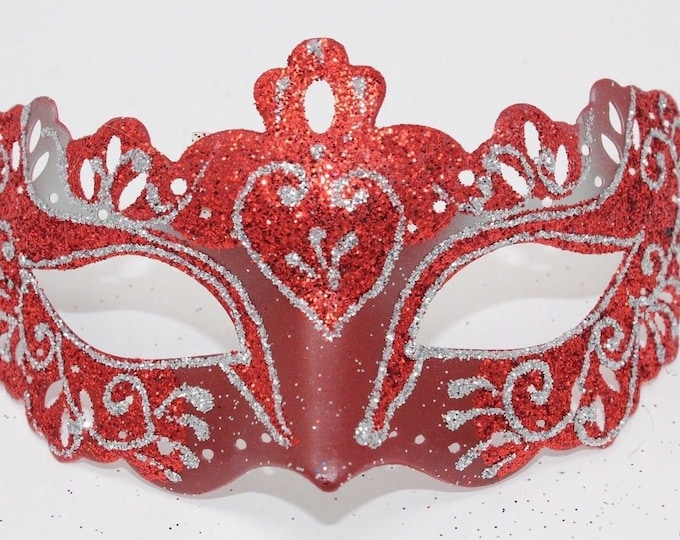 Red and Silver Rialto Masquerade Mask