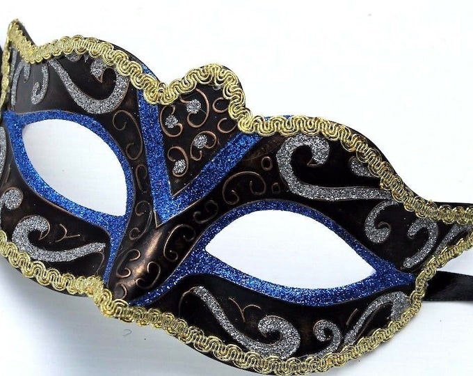 Blue, Bronze, Silver, Gold and Black Masquerade Mask for Masked Ball