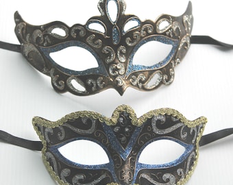 His and Hers Blue Masquerade Masks for Couples