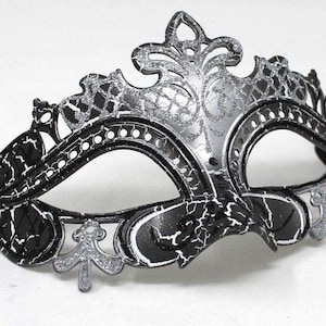 Máscara de olhos preta e prateada Rialto Masquerade Party Ball Carnaval