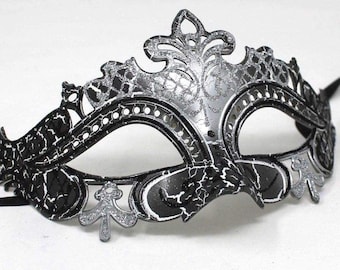 Black and Silver Rialto Masquerade Party Ball Carnival Eye Mask