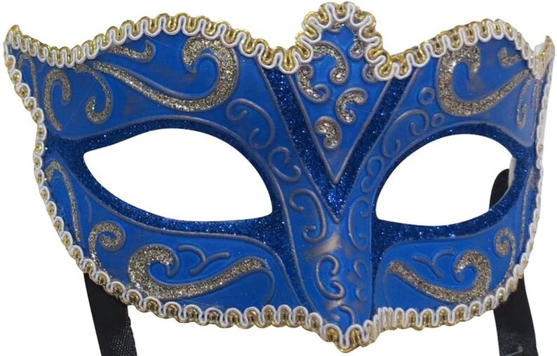 Blue and Gold Venetian Masquerade Carnival Ball Party Eye Mask - Etsy