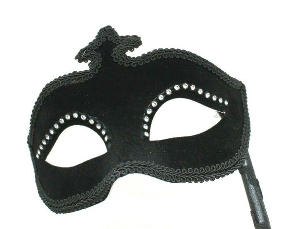Black Velvet Hand-Held Masquerade Mask Black Velvet Hand-Held Masquerade Mask