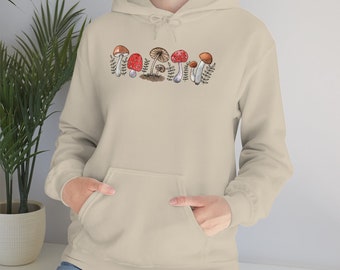 Sudadera unisex con capucha y mezcla pesada acogedora de Mushrooms Fall Cottagecore