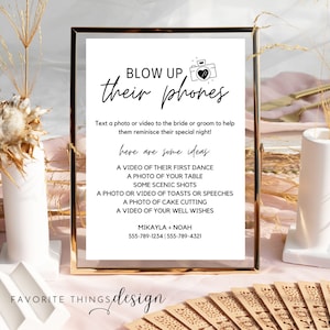 Blow Up Their Phone Sign, Wedding Photo Hunt Game, Minimalist Wedding Sign, Take Action Sign, I Spy Wedding Game, Editable Canva Template
