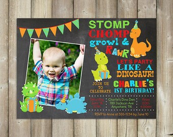 dinosaur birthday invitation etsy