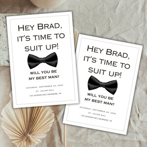 Invitation à la proposition des garçons d’honneur, invitation modifiable du meilleur homme, modèle Canva, invitation à la fête nuptiale de mariage