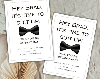 Groomsmen Proposal Invitation, Editable Best Man Invite, Canva Template, Wedding Bridal Party Invitation