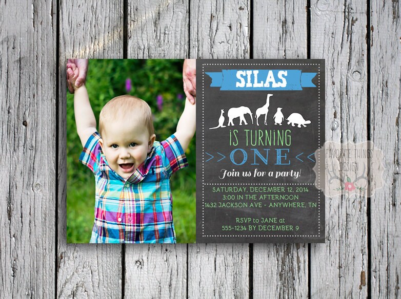 Zoo Birthday Party Invite First Birthday Invitation Animal | Etsy