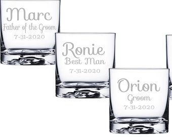 Personalized Groomsmen Gift, Custom Whiskey Glasses, Engraved Gift, Wedding Favor, Custom Whiskey Glasses, Set of Whiskey Glasses