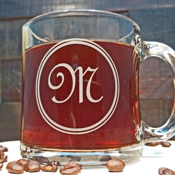 Personalized Coffee Mug for Dad, Custom Engraved Coffee Mug, Glass Mugs with Handle, Monogrammed Glass Coffee Cup, Coffee Mug for Dad