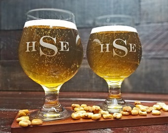 Monogrammed Beer Glass, Beer Snifter, Personalized Gift, Custom Engraved Glass, Home Bar Gift, Personalized Barware, Engraved Brewery Glass